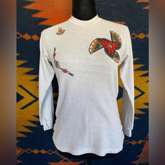 Vintage 80’s Handmade Southwestern Aztec Native Thermal top. - Picture 1 of 14
